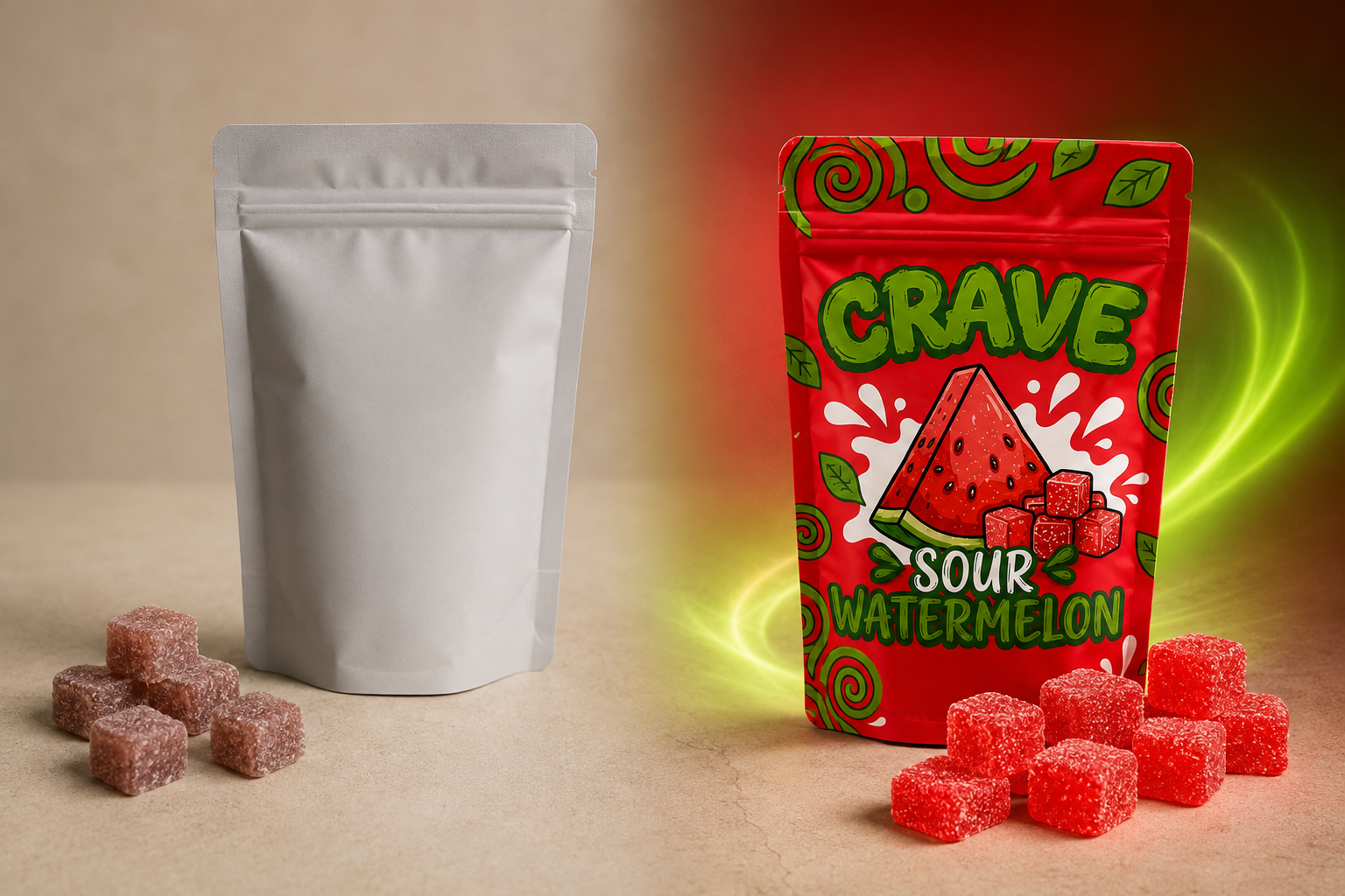 Ordinary gummies compared with CRAVE protein candy